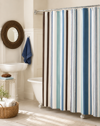Coastal Blue Striped Shower Curtain