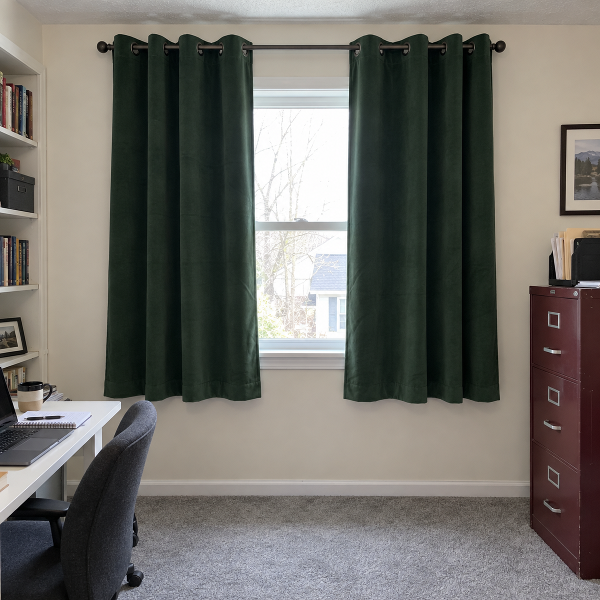 63 Inch Long Dark Green Velvet Curtains