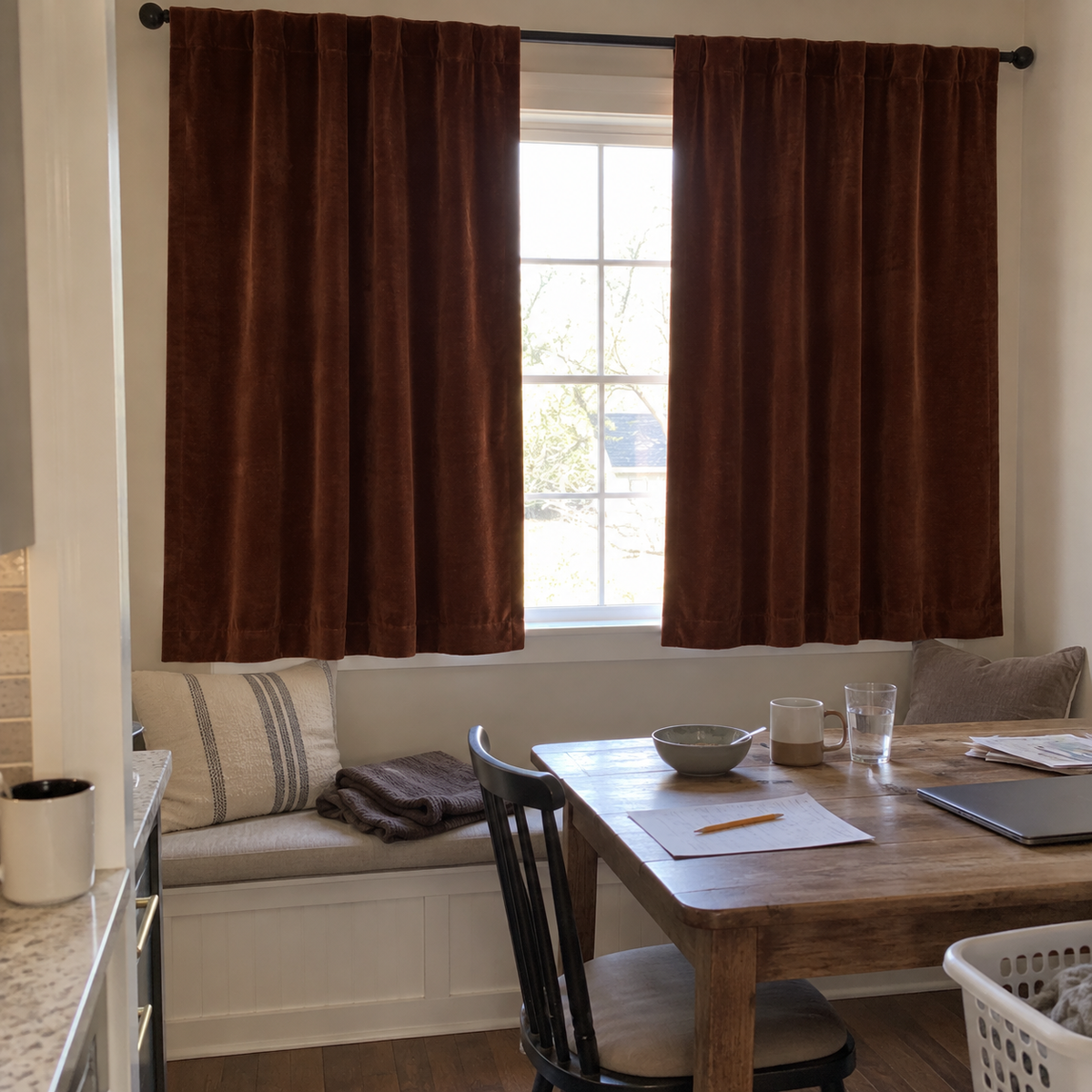 63 Inch Long Dark Mahogany Velvet Curtains