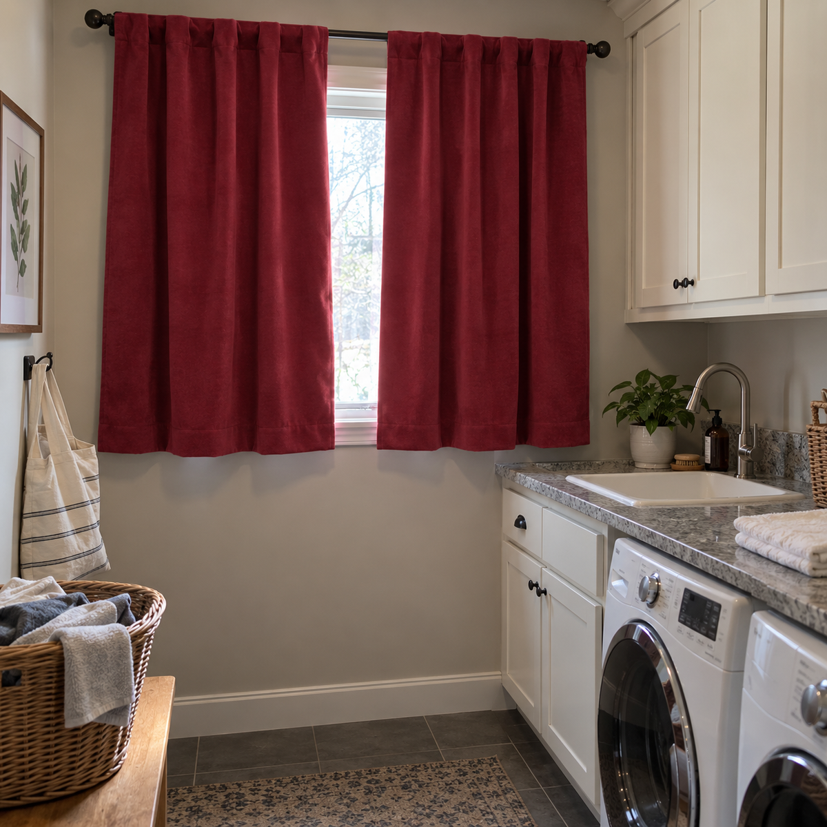 63 Inch Long Rose Red Velvet Curtains