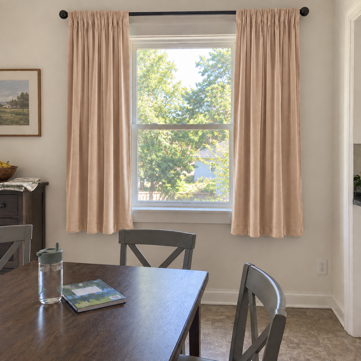 63 Inch Long Latte Beige Velvet Curtains