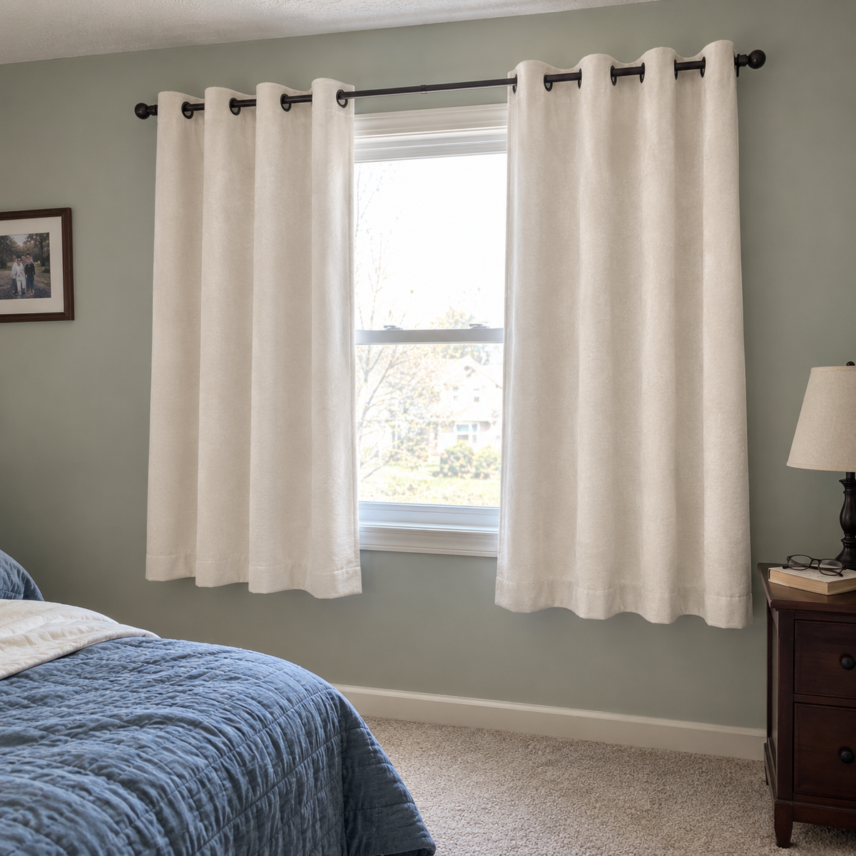 63 Inch Long Cream White Velvet Curtains