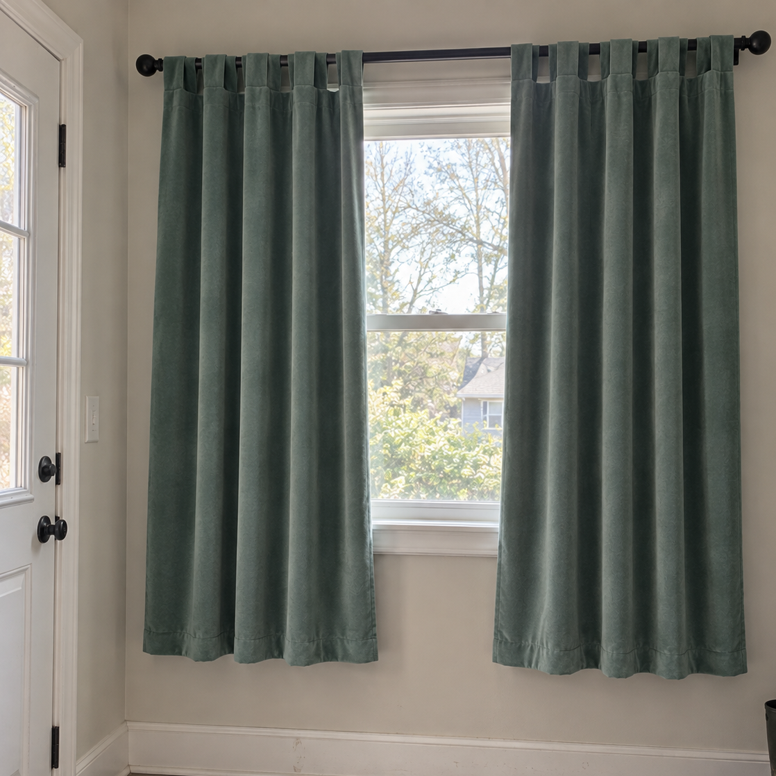 63 Inch Long Jade Green Velvet Curtains