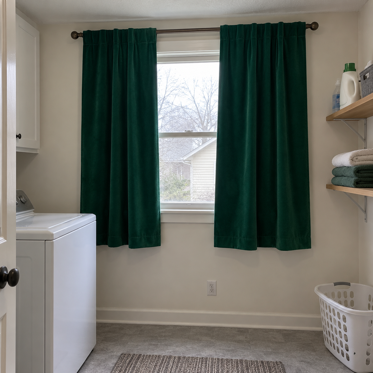 63 Inch Long Peacock Green 5018 Velvet Curtains