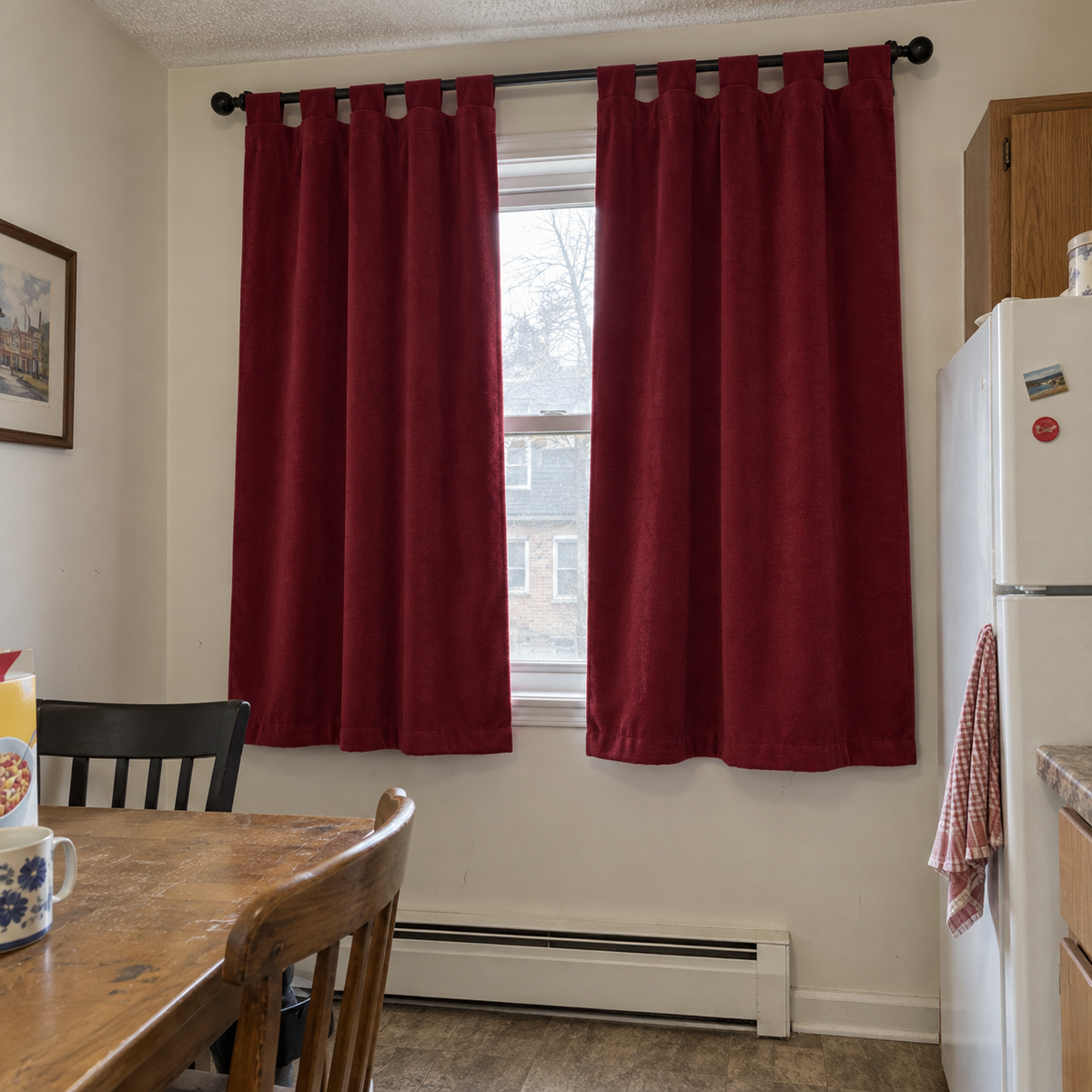 63 Inch Long Bordeaux Red Velvet Curtains
