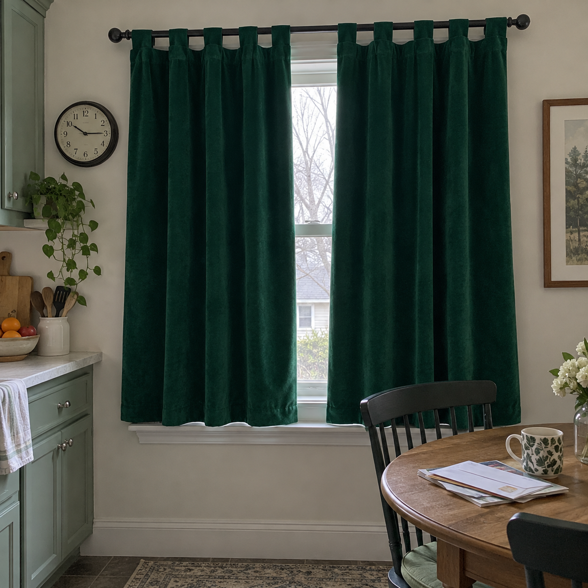 63 Inch Long Emerald Green Velvet Curtains