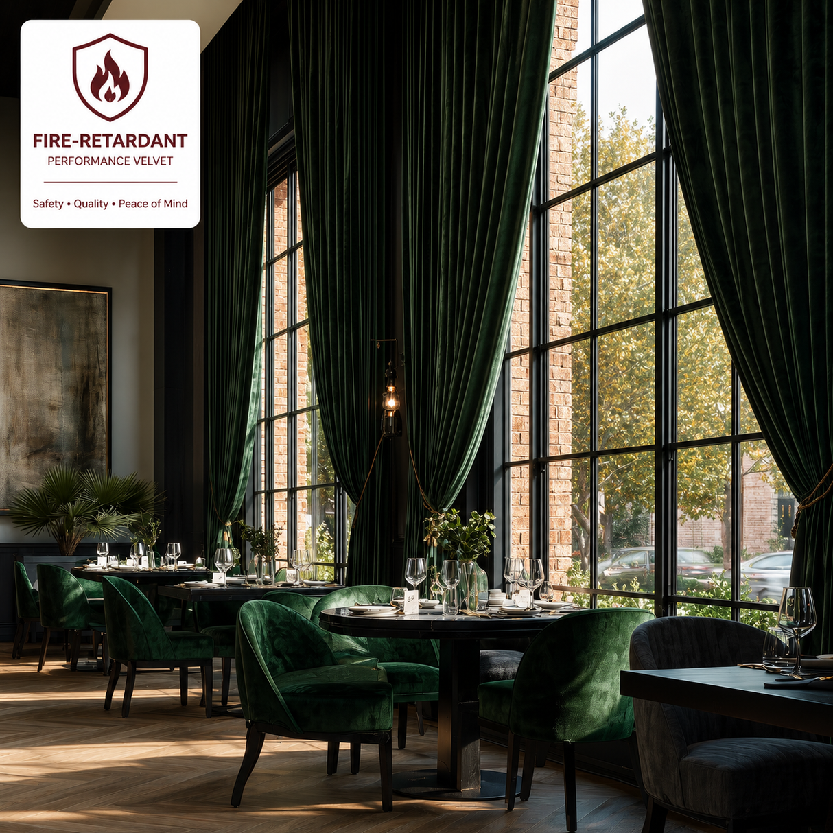 Emerald Green Flame Retardant Velvet Curtains