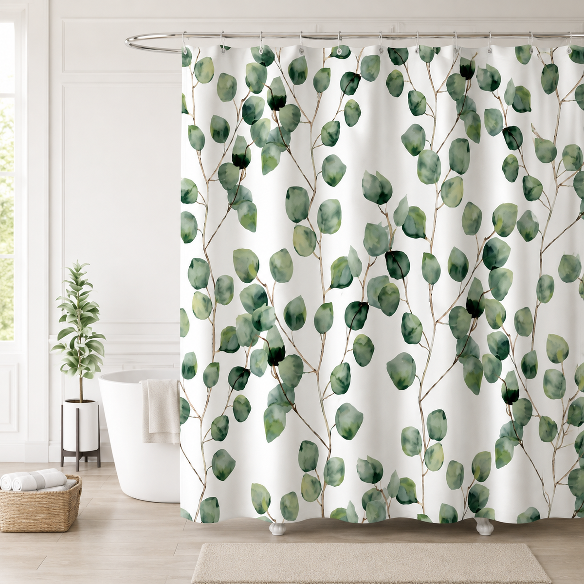 Watercolor Eucalyptus Shower Curtain