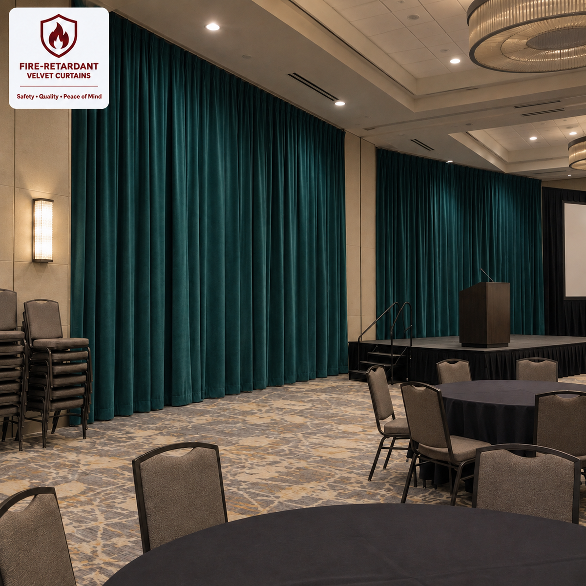 Teal Flame Retardant Velvet Curtains