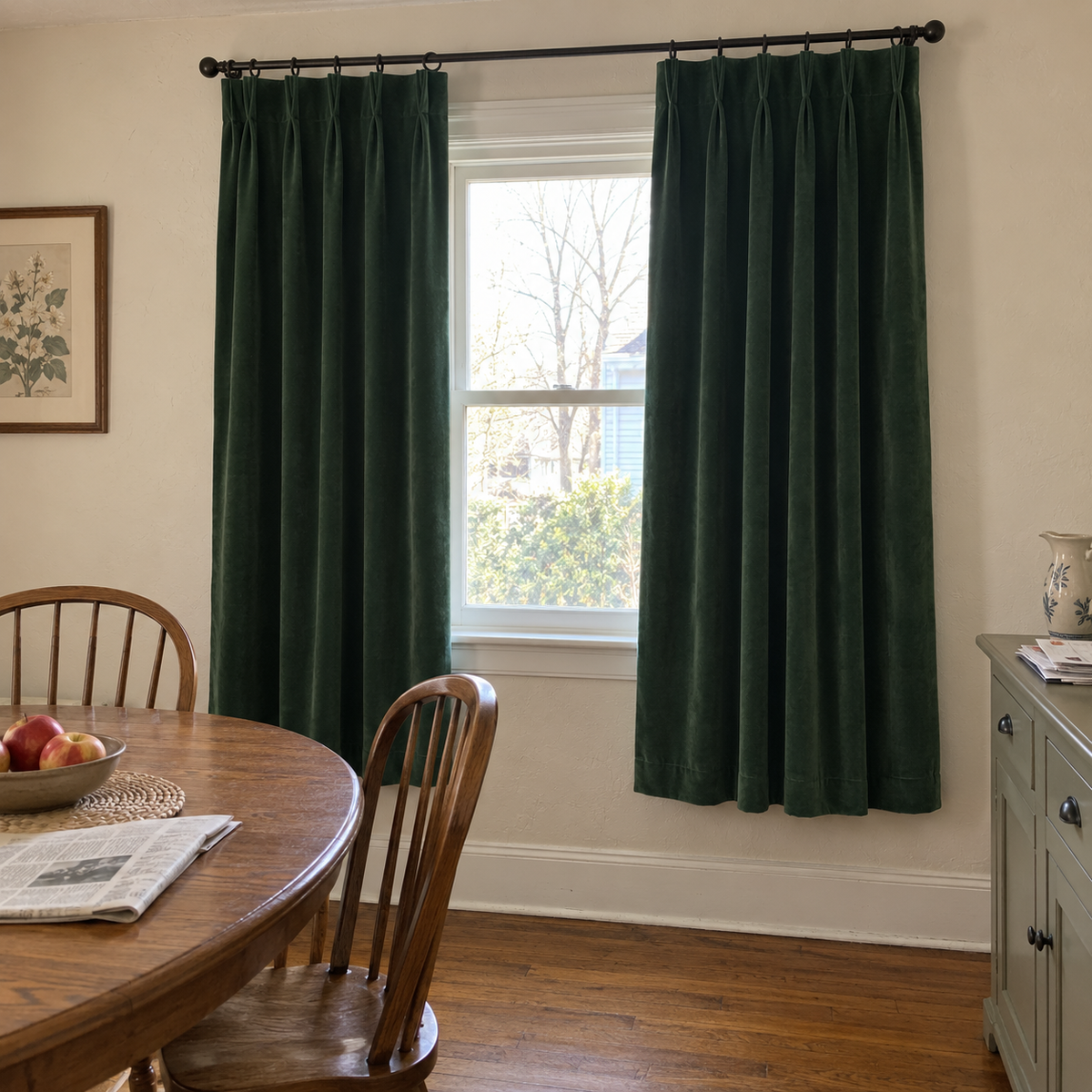 84 Inch Long Dark Green Velvet Curtains