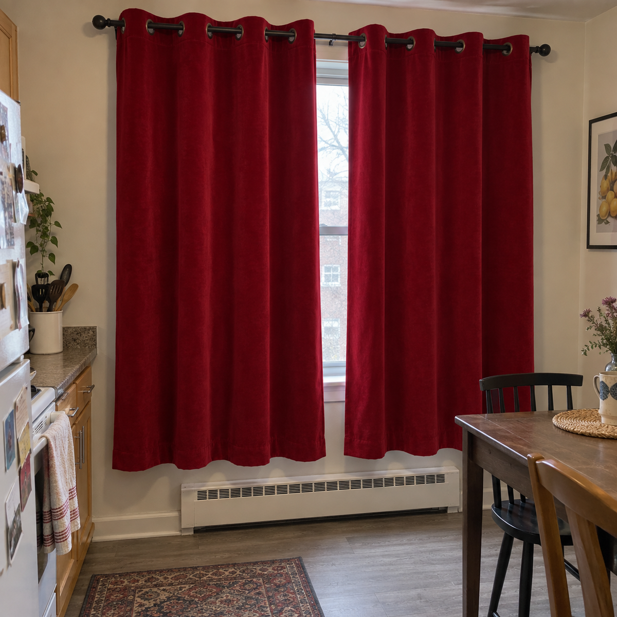 84 Inch Long Crimson Red Velvet Curtains