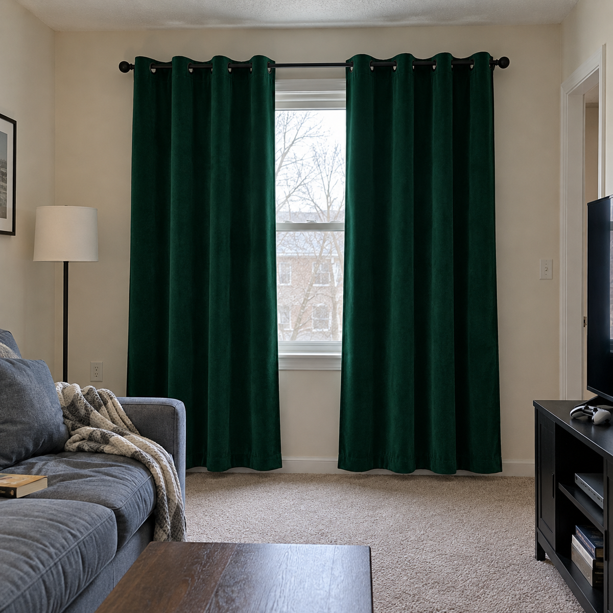 84 Inch Long Peacock Green 5018 Velvet Curtains