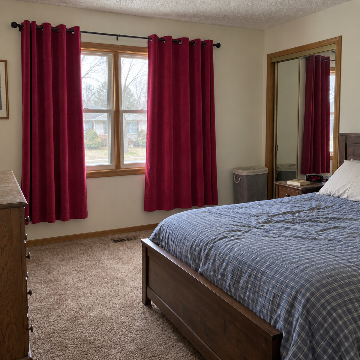 84 Inch Long Mulberry Red Velvet Curtains