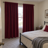 84 Inch Long Dark Garnet Red Velvet Curtains