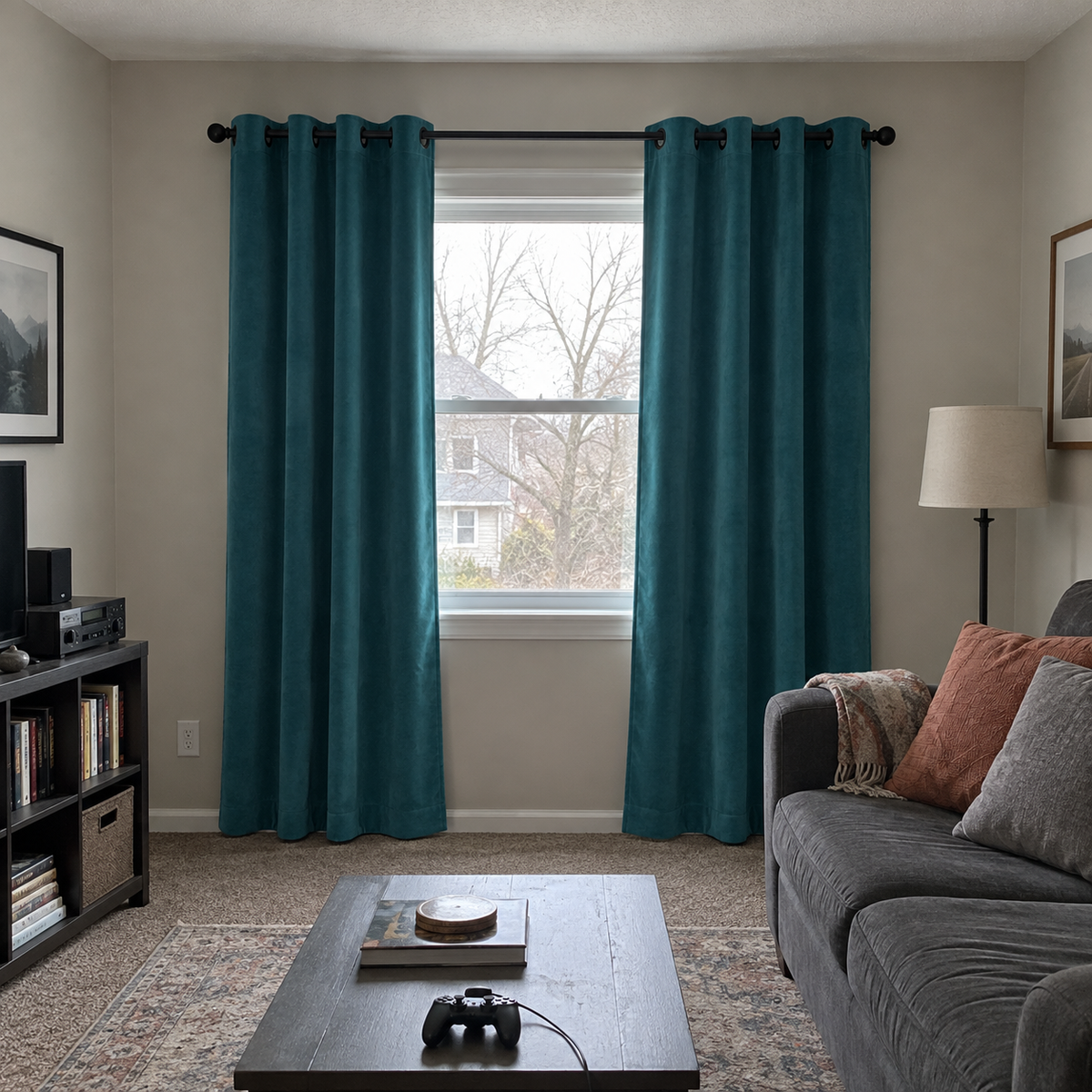 84 Inch Long Teal Velvet Curtains