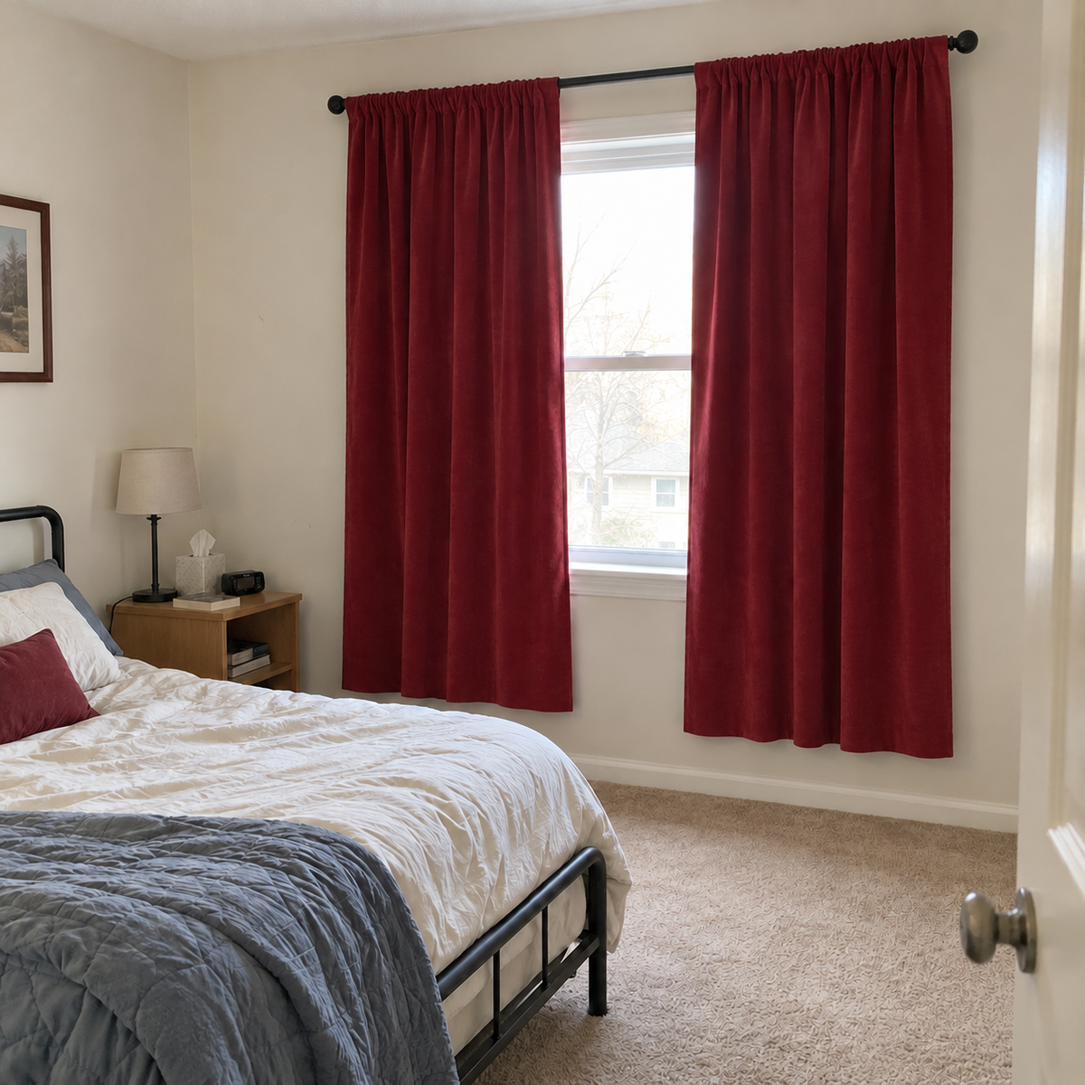 84 Inch Long Bordeaux Red Velvet Curtains