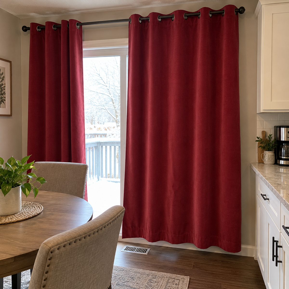 84 Inch Long Rose Red Velvet Curtains