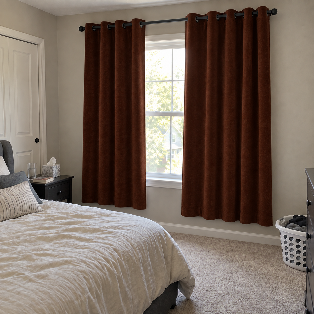 84 Inch Long Dark Mahogany Velvet Curtains
