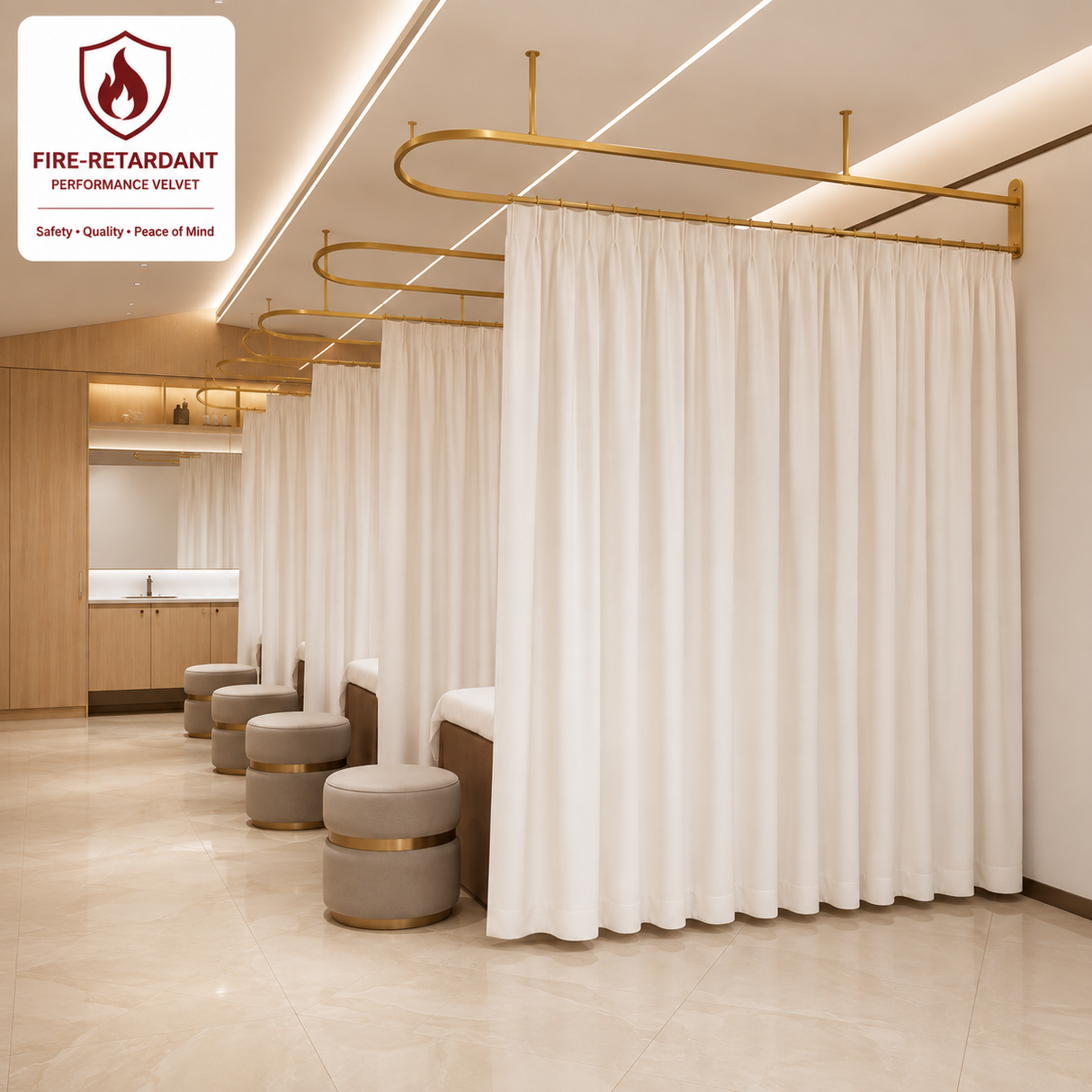 Coconut White Flame Retardant Velvet Curtains