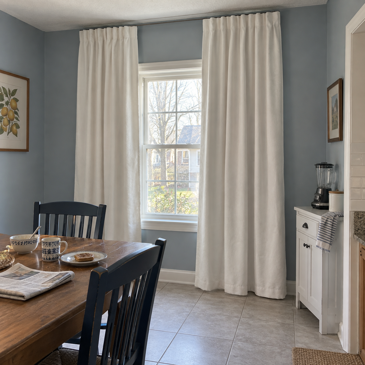 90 Inch Long Coconut White Velvet Curtains