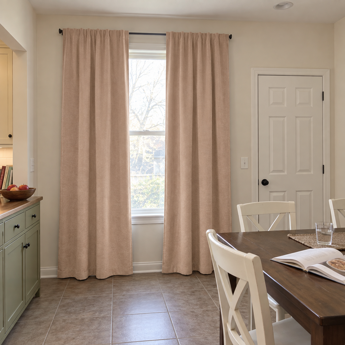 90 Inch Long Latte Beige Velvet Curtains