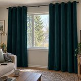90 Inch Long Dark Jade Green Velvet Curtains