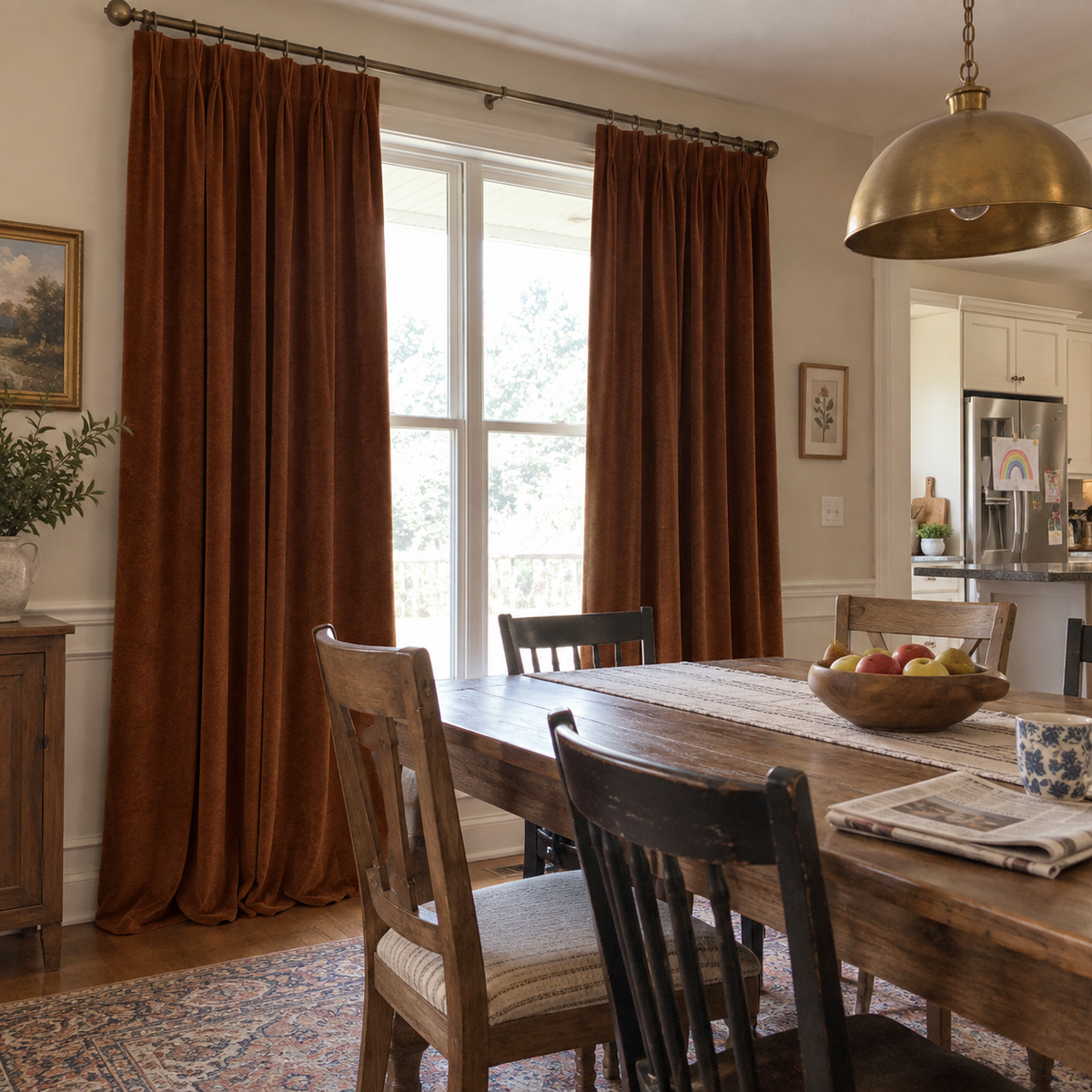 90 Inch Long Chestnut Brown Velvet Curtains
