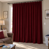 90 Inch Long Wine Red Velvet Curtains