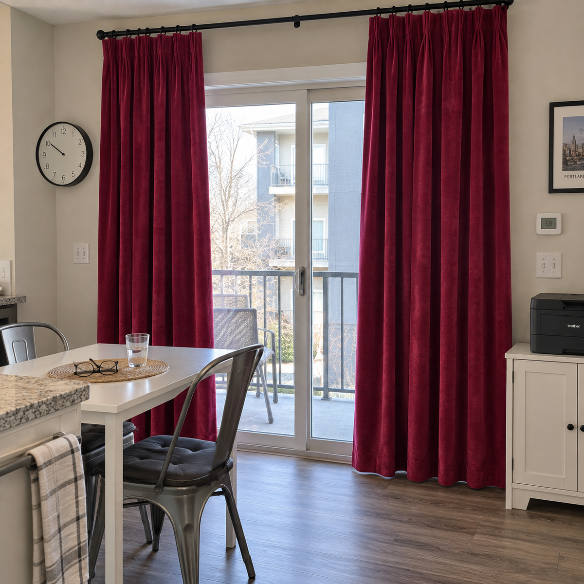90 Inch Long Mulberry Red Velvet Curtains