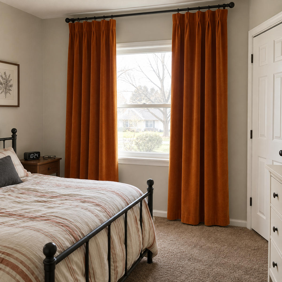 96 Inch Long Burnt Sienna Velvet Curtains