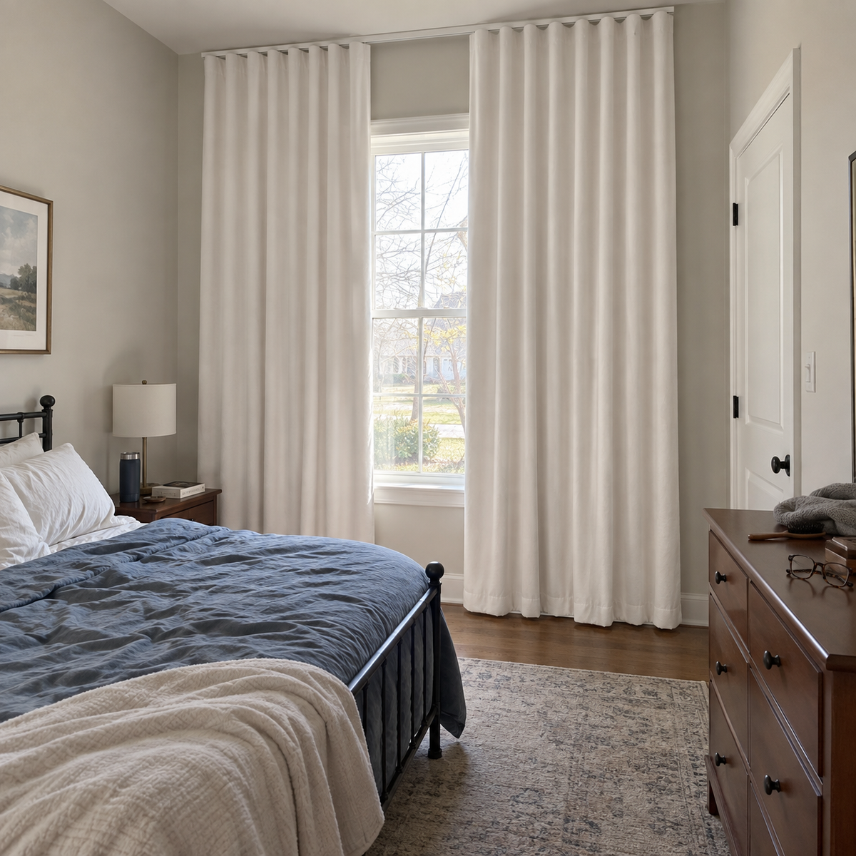 96 Inch Long Coconut White Velvet Curtains