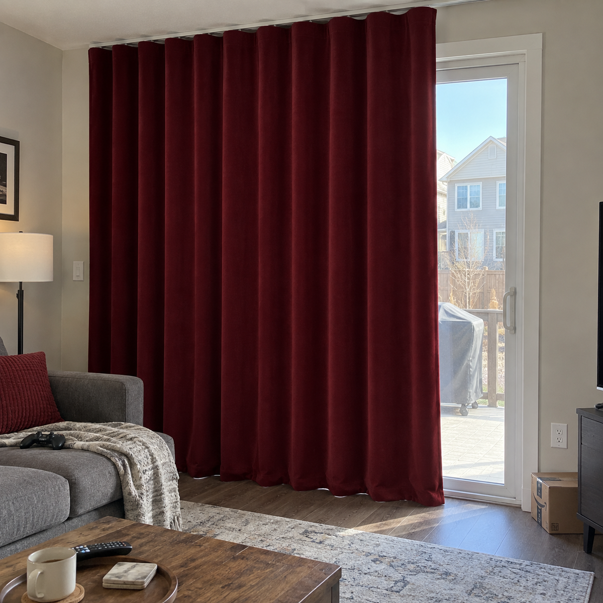 96 Inch Long Wine Red Velvet Curtains