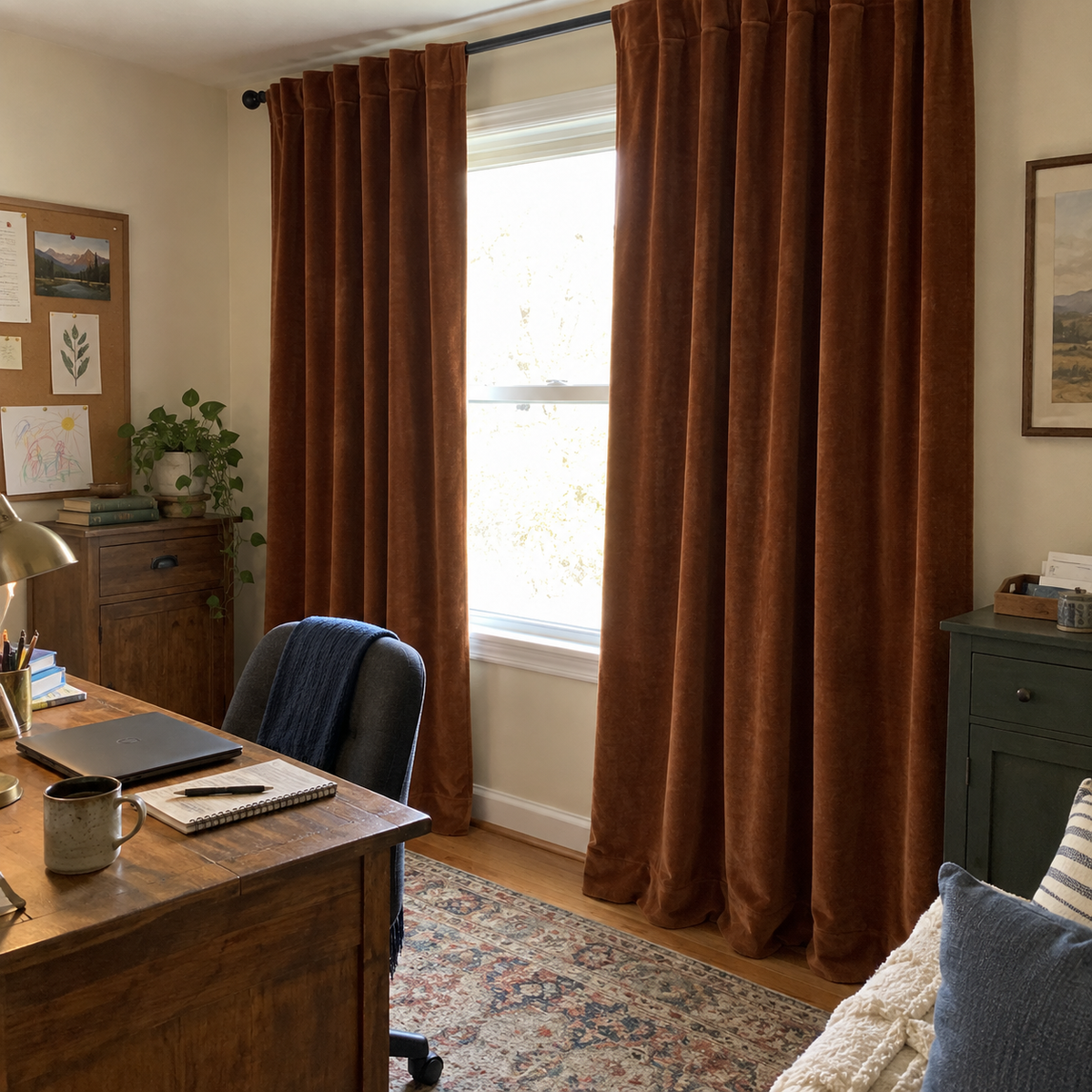 96 Inch Long Chestnut Brown Velvet Curtains