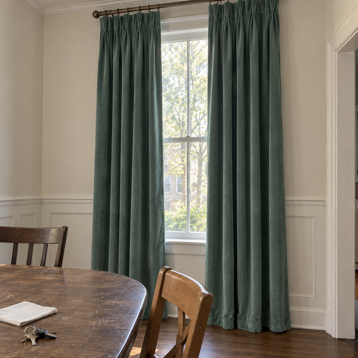 96 Inch Long Jade Green Velvet Curtains