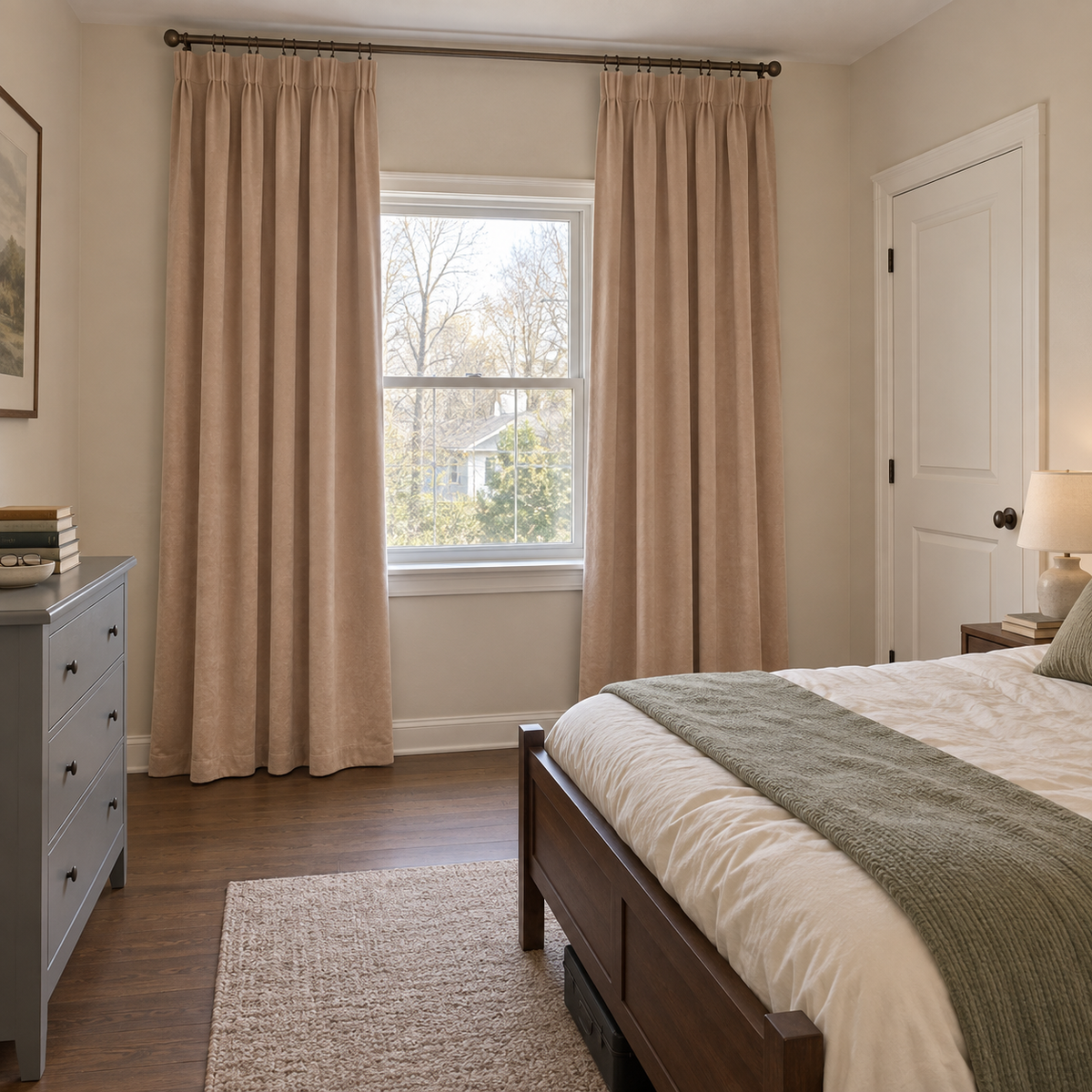 96 Inch Long Latte Beige Velvet Curtains