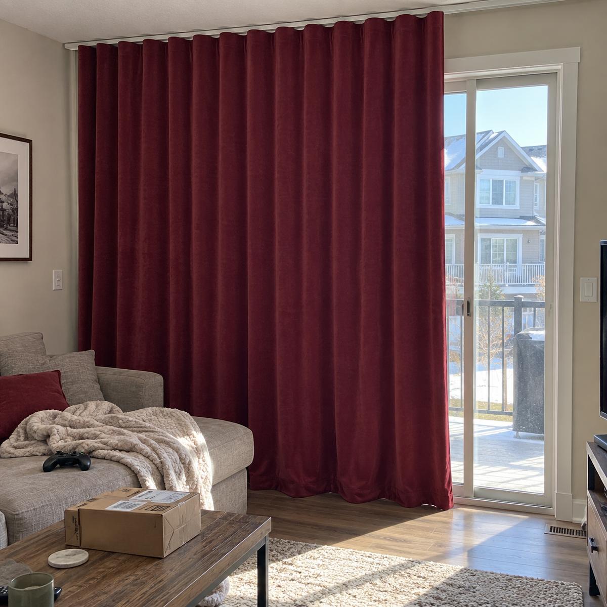 96 Inch Long Burgundy Red Velvet Curtains