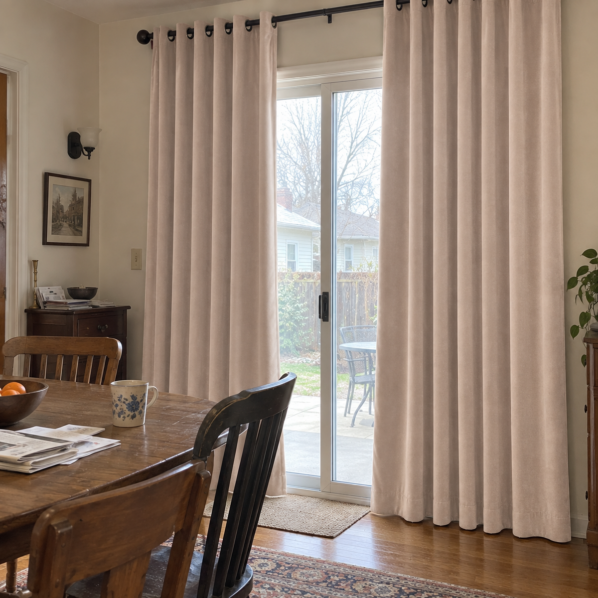 96 Inch Long Milk Tea Beige Velvet Curtains