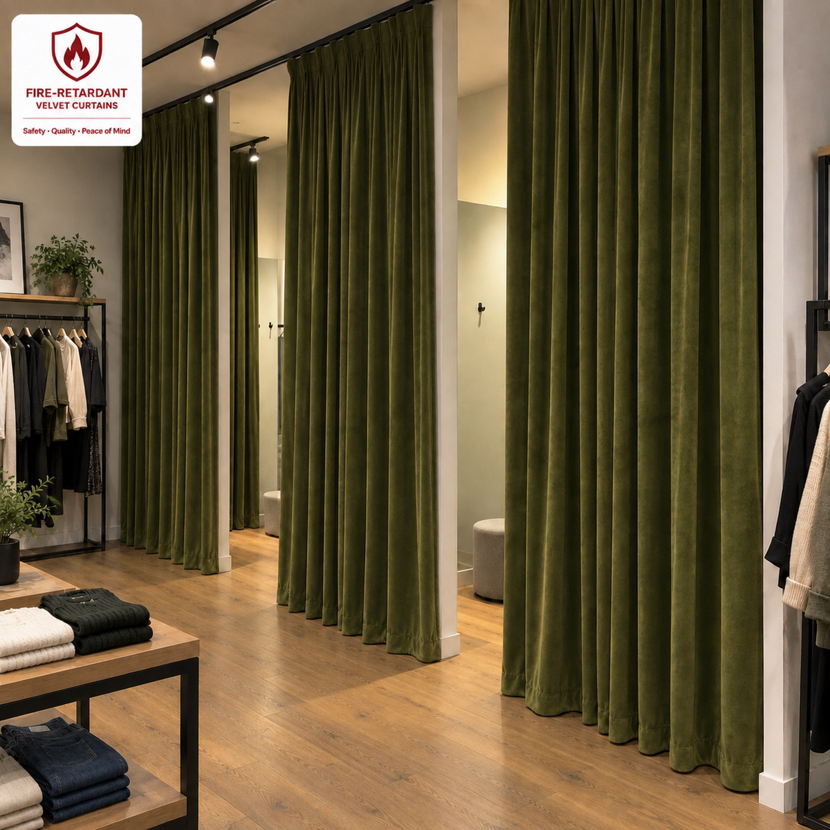 Avocado Green Flame Retardant Velvet Curtains
