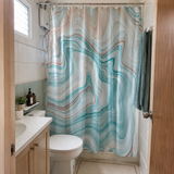 Blue Abstract Marble Shower Curtain