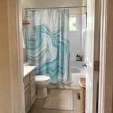 Blue Abstract Marble Shower Curtain