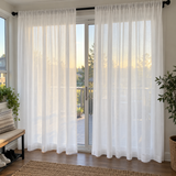 Avery White Textured Gauze Custom Sheer Curtain