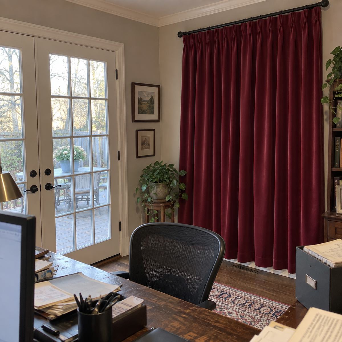 108 Inch Long Bordeaux Red Velvet Curtains