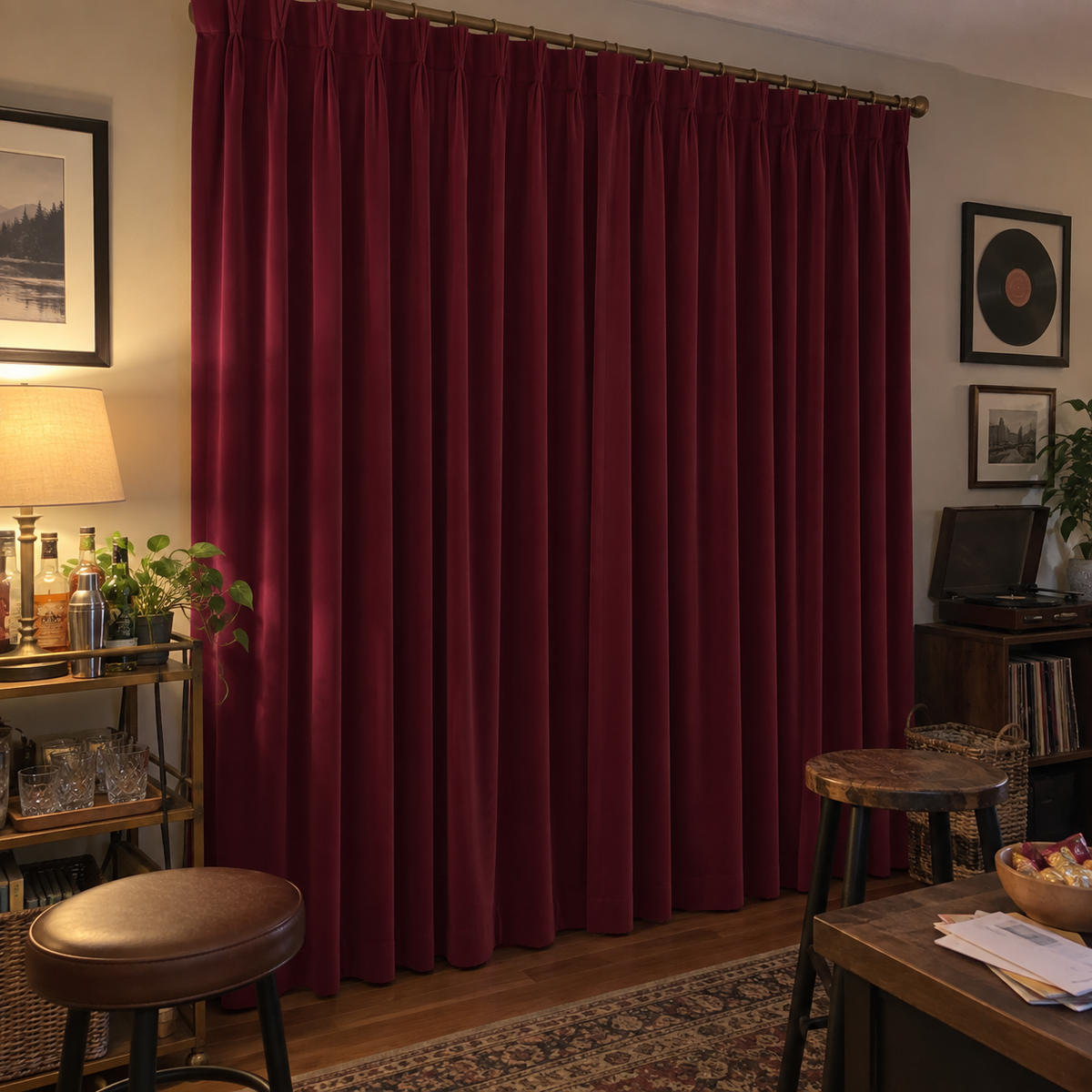 108 Inch Long Bordeaux Red Velvet Curtains