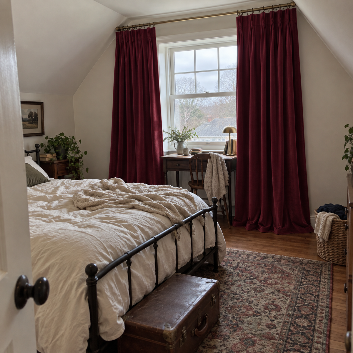 108 Inch Long Bordeaux Red Velvet Curtains