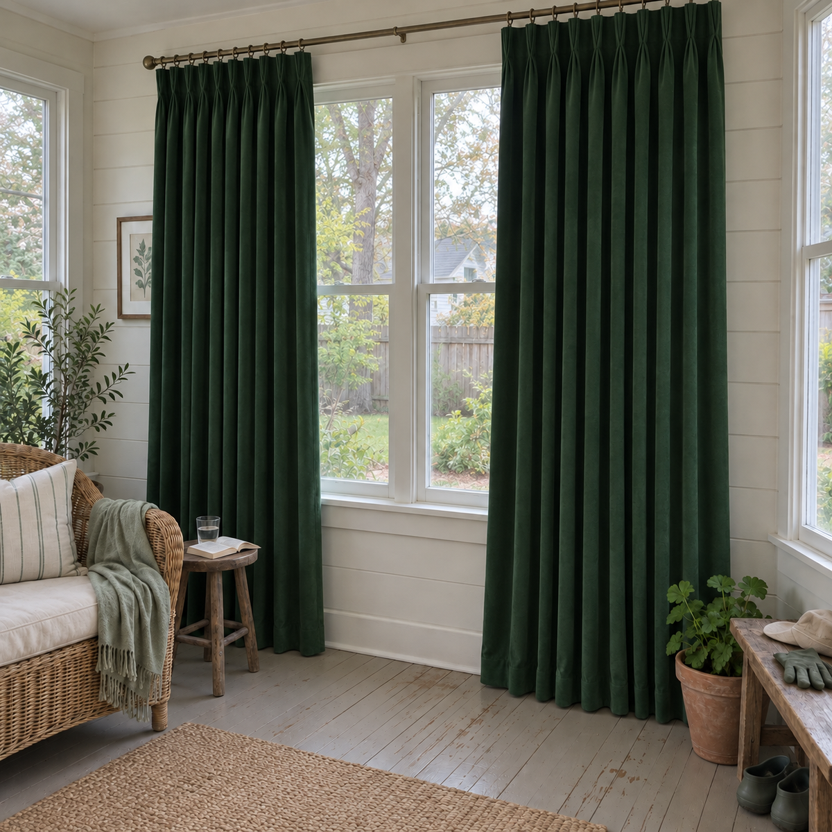 120 Inch Long Gemstone Green Velvet Curtains