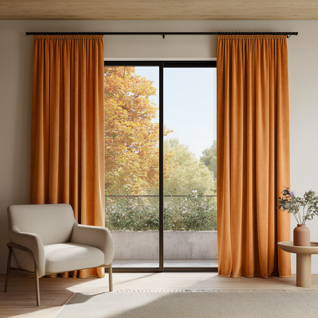 Burnt Sienna Velvet Rod Pocket Curtains