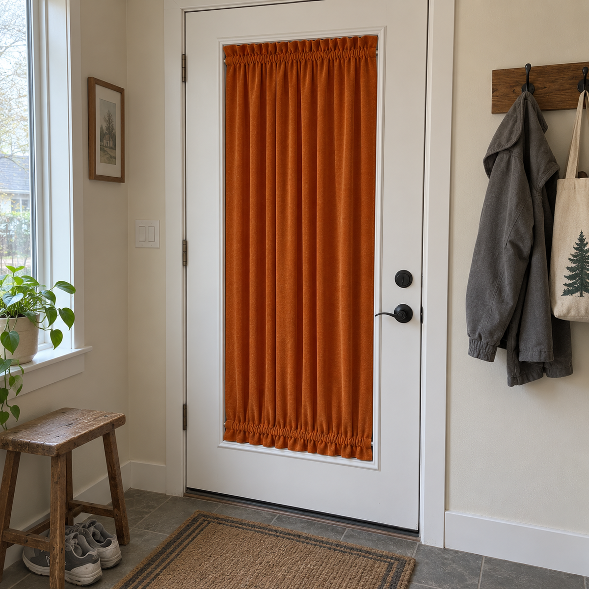 Burnt Sienna Velvet Door Curtain