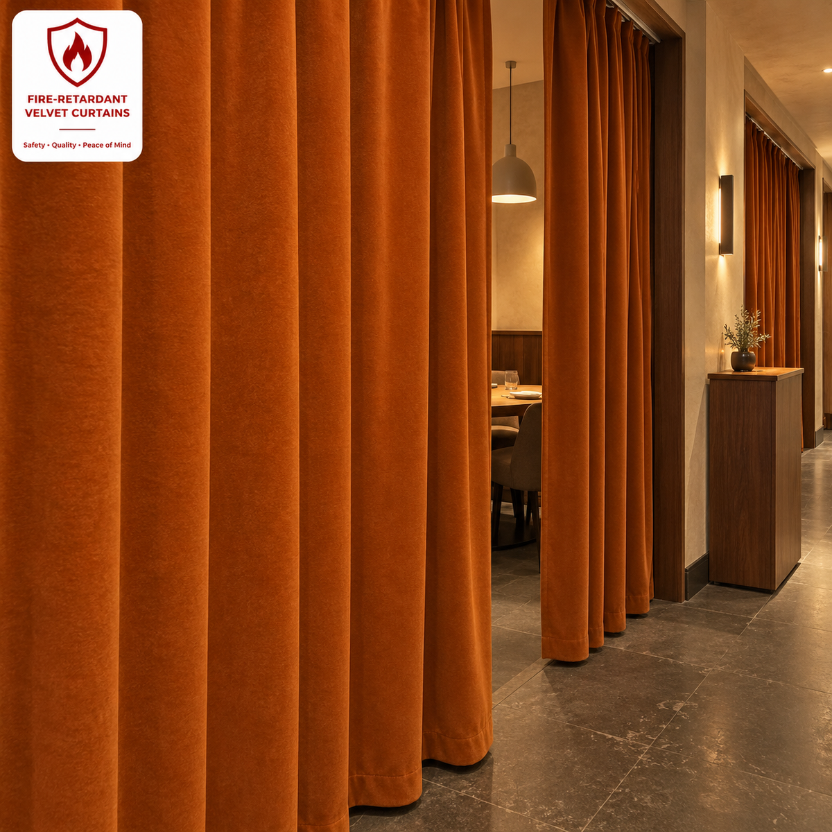 Burnt Sienna Flame Retardant Velvet Curtains