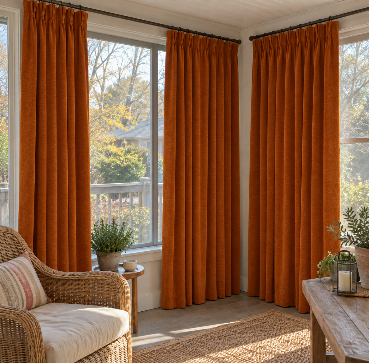 Burnt Sienna Velvet Curtains