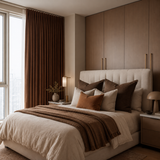 Mocha Brown Double-Sided Cotton Blend Blackout Curtains